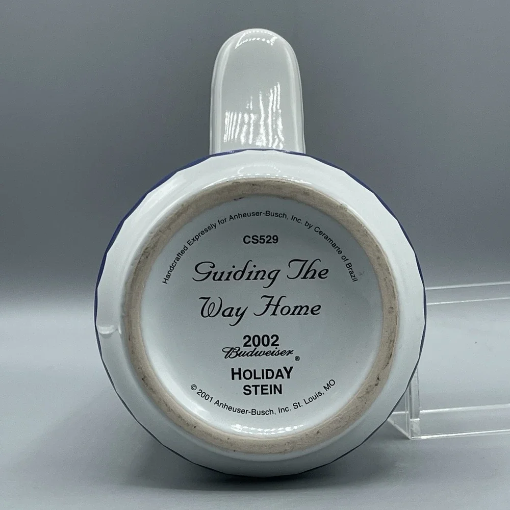 Vintage Budweiser‎ Stein Beer 2002 Guiding the Way Home Lighthouse Christmas